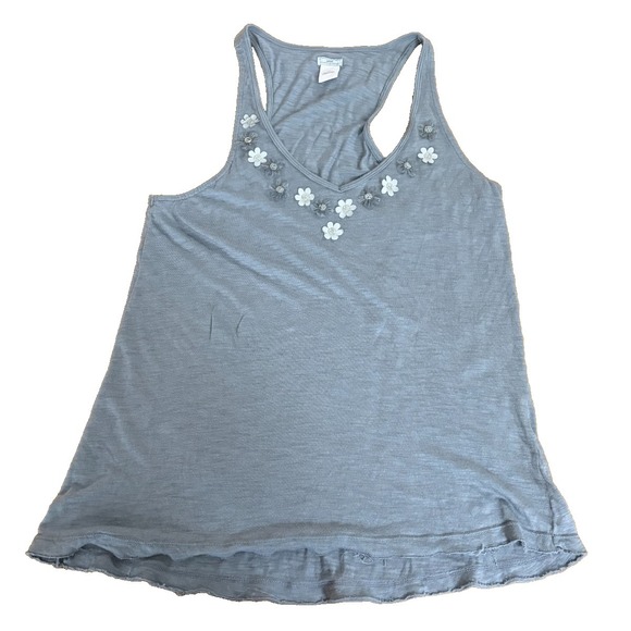 aerie Tops - Aerie Pretty Luxuries Floral Top Women's M Gray Sleeveless Viscose